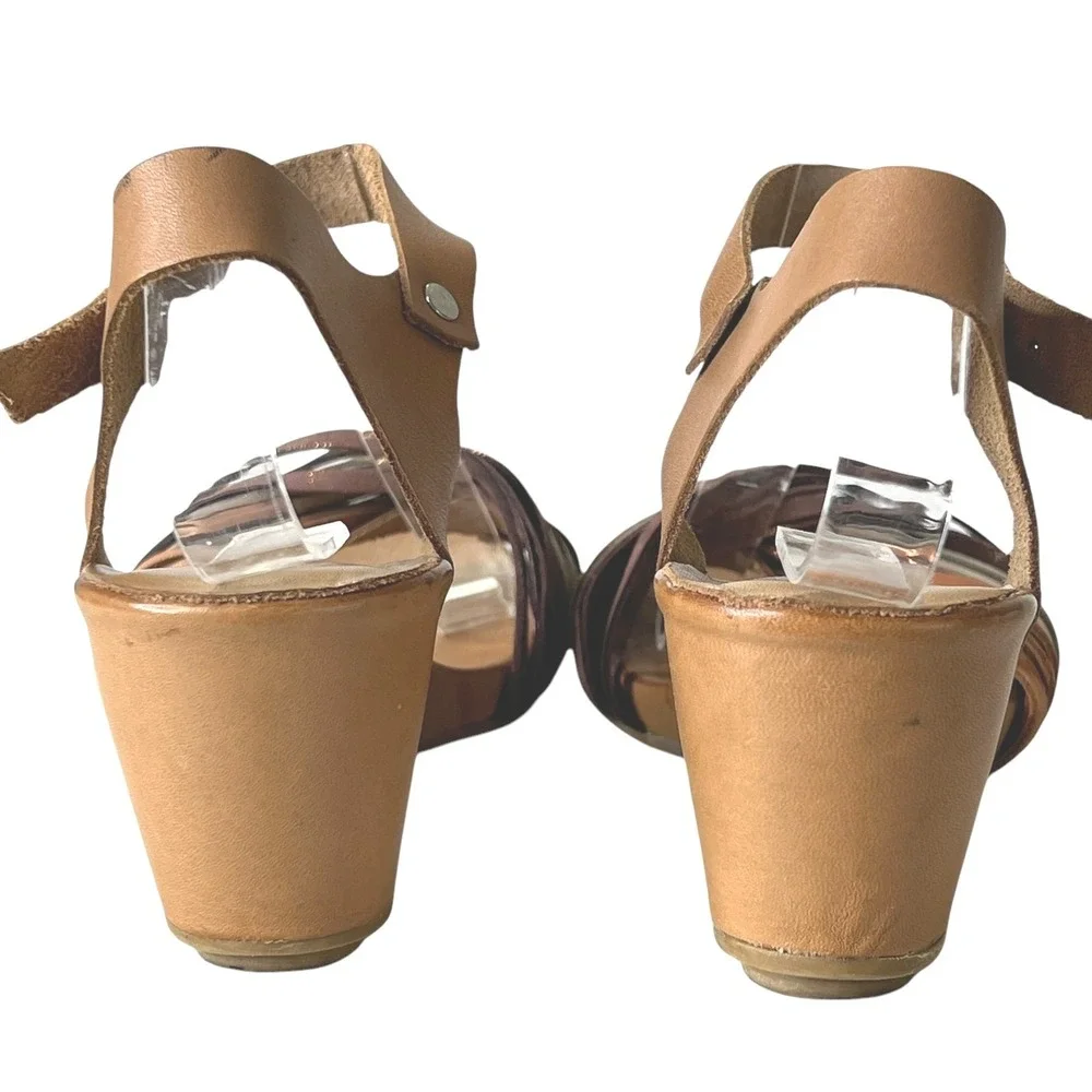 Ethem Wedge Leather Strappy Sandals EU 37 Size 7 Tan‎ Multi Boho Open Toe